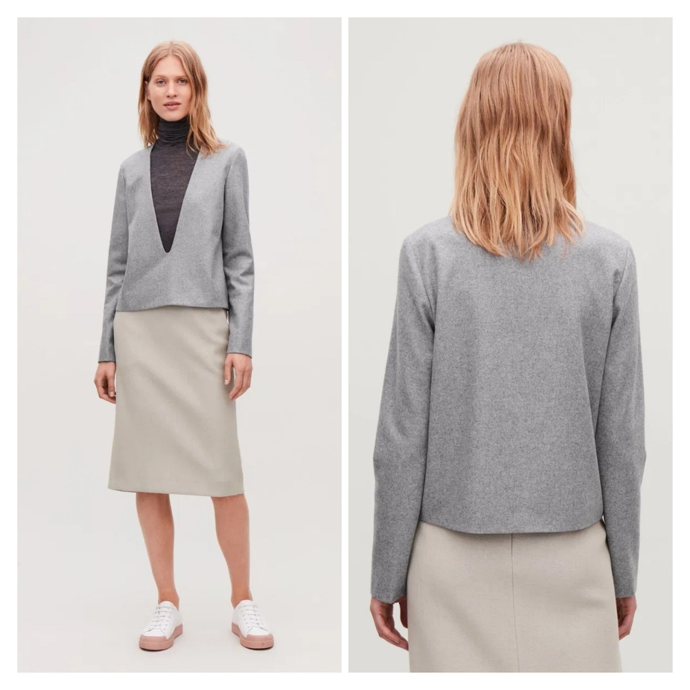 COS Grey Wool Blend Layering Top Size 2